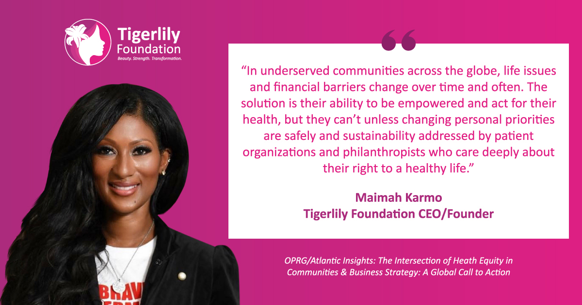Tigerlily Foundation is honored to be asked by Omnicom PR Group/ The Atlantic Insights to authenticate community perspectives for collective achievement of Global Health Equity.  

For more information, visit: https://lnkd.in/dFxmB3fa